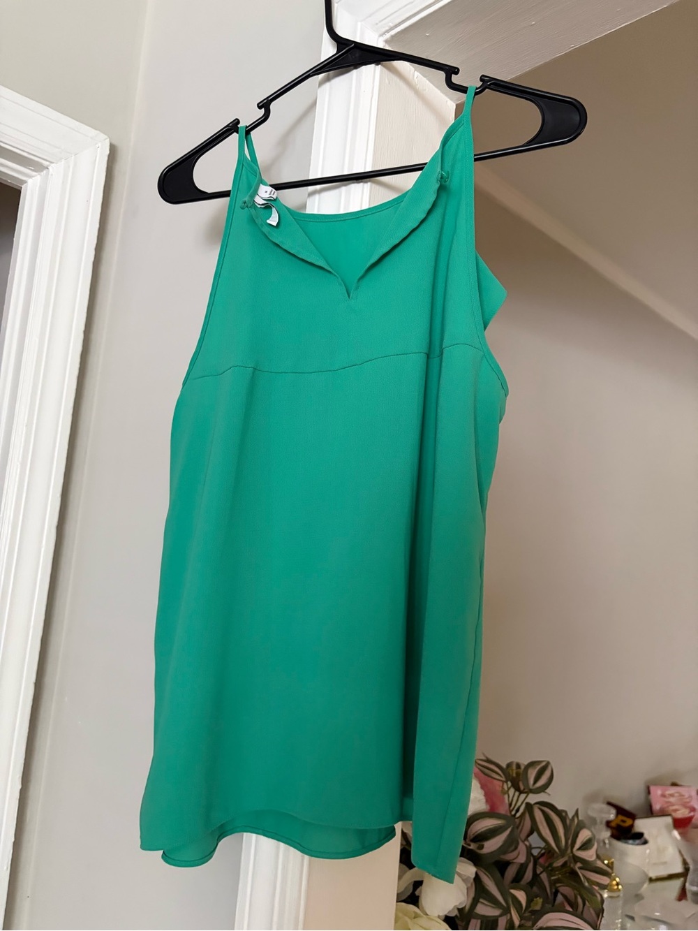 Elle Emerald Green Ruffled Strap Tank - Picture 2 of 3